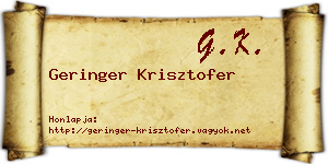 Geringer Krisztofer névjegykártya